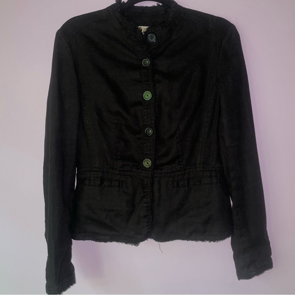 Michael Kors 100% Linen Blazer Size 6 Lagenlook Jacket Button Cardigan